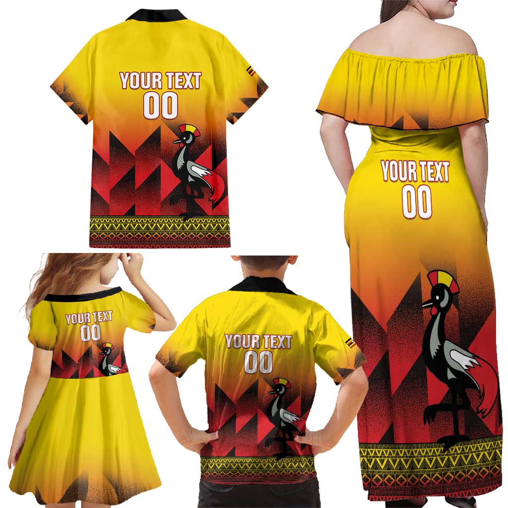Uganda Basketball Custom Family Matching Off Shoulder Maxi Dress and Hawaiian Shirt Come On Silverbacks African Pattern - Wonder Print Shop