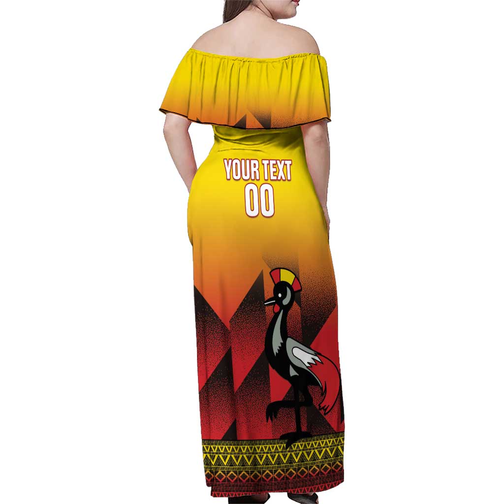 Uganda Basketball Custom Family Matching Off Shoulder Maxi Dress and Hawaiian Shirt Come On Silverbacks African Pattern - Wonder Print Shop