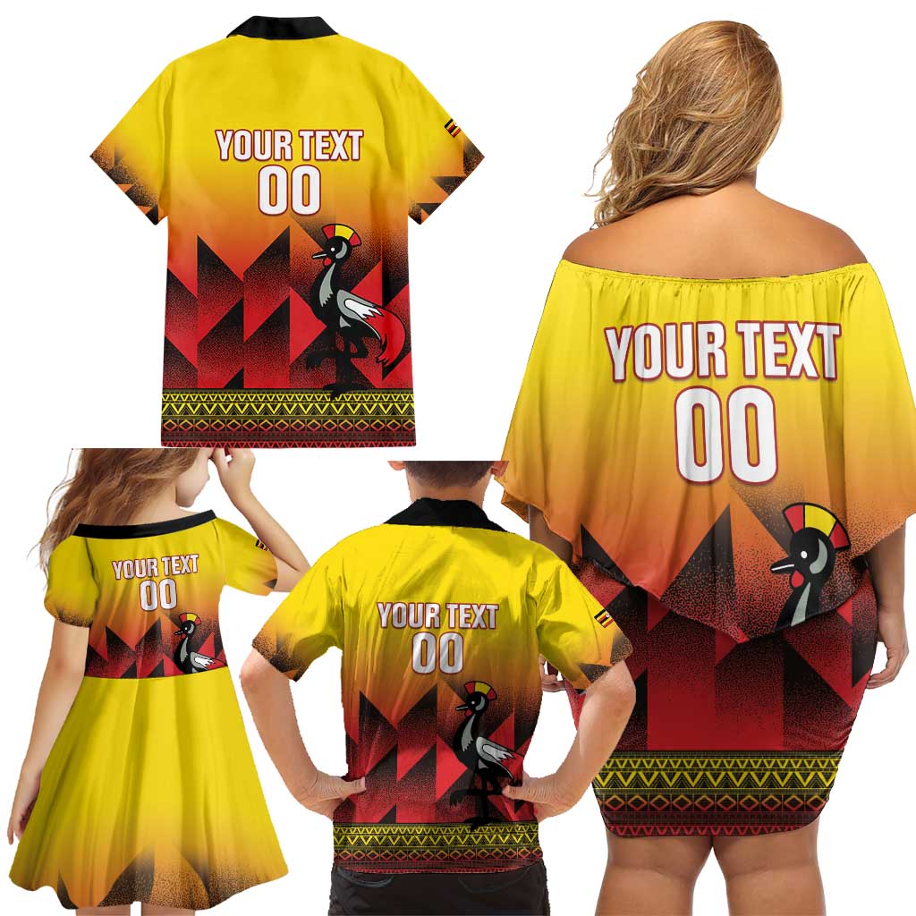 Uganda Basketball Custom Family Matching Off Shoulder Short Dress and Hawaiian Shirt Come On Silverbacks African Pattern - Wonder Print Shop