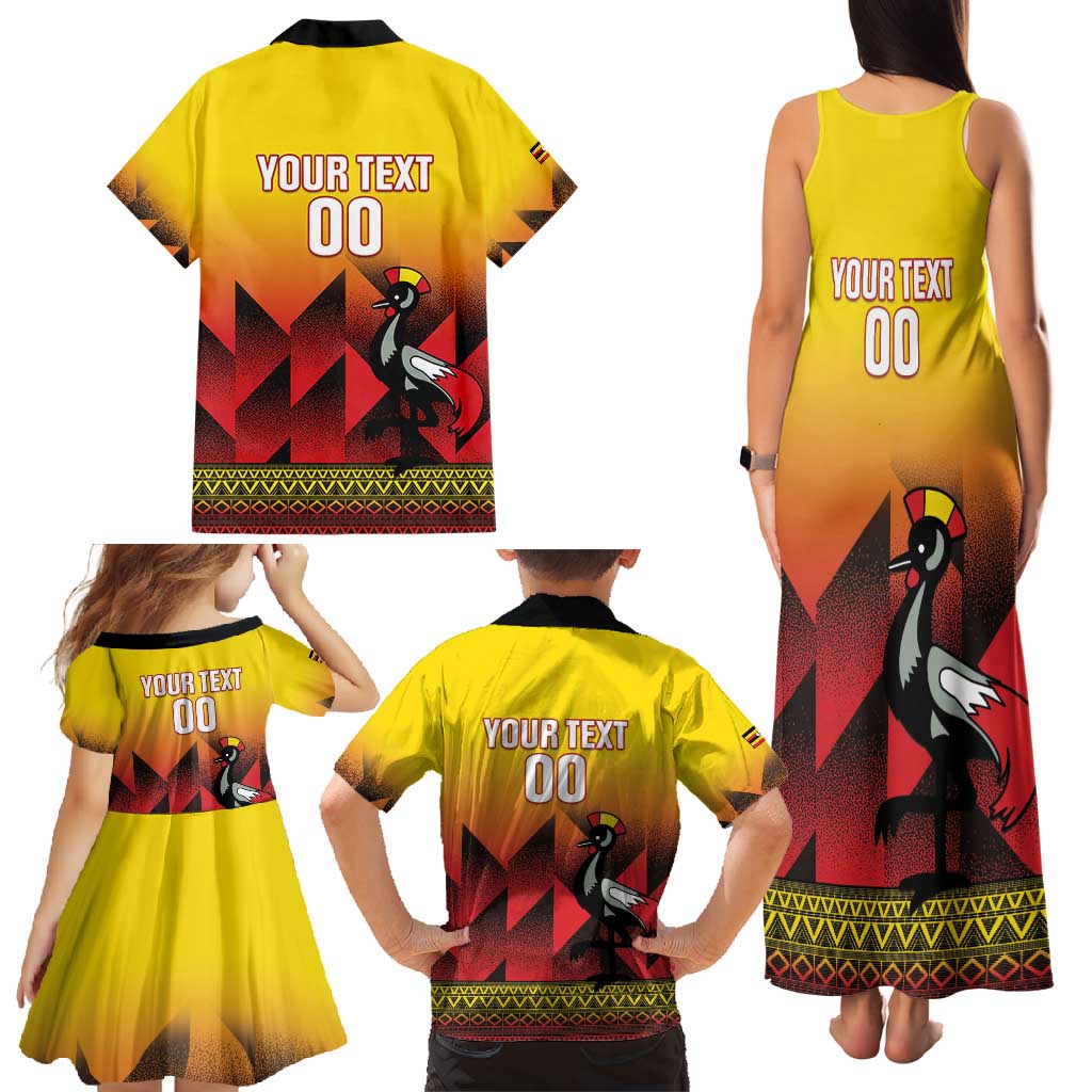 Uganda Basketball Custom Family Matching Tank Maxi Dress and Hawaiian Shirt Come On Silverbacks African Pattern - Wonder Print Shop