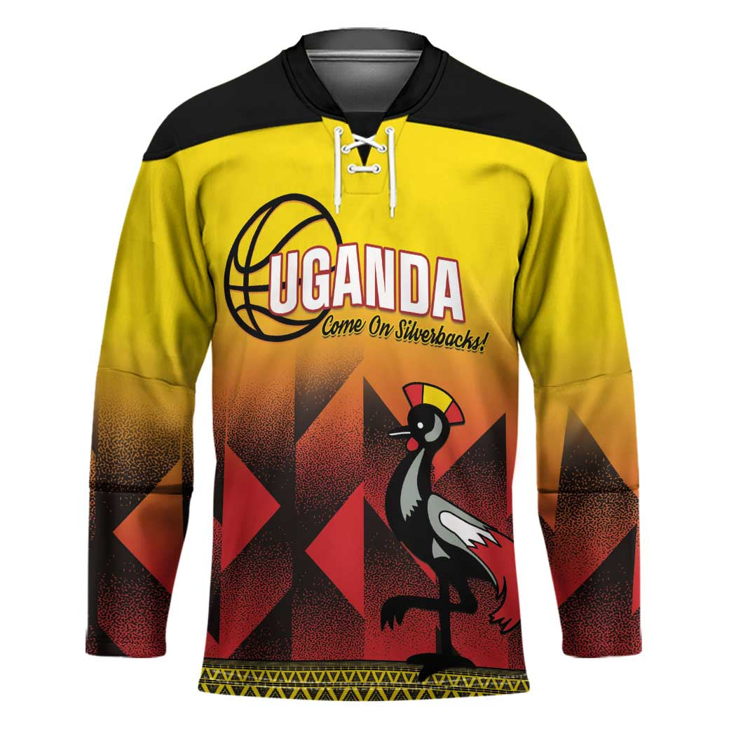 Uganda Basketball Custom Hockey Jersey Come On Silverbacks African Pattern - Wonder Print Shop