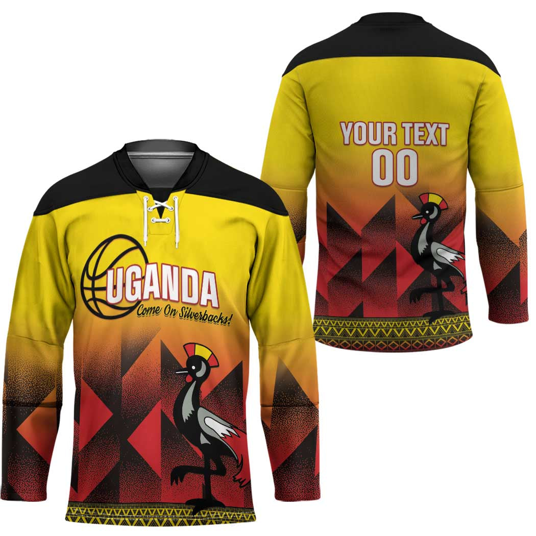 Uganda Basketball Custom Hockey Jersey Come On Silverbacks African Pattern - Wonder Print Shop