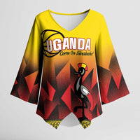 Uganda Basketball Custom Kimono Sleeve Blouse Come On Silverbacks African Pattern - Wonder Print Shop