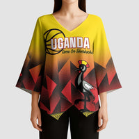 Uganda Basketball Custom Kimono Sleeve Blouse Come On Silverbacks African Pattern - Wonder Print Shop