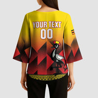 Uganda Basketball Custom Kimono Sleeve Blouse Come On Silverbacks African Pattern - Wonder Print Shop