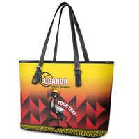 Uganda Basketball Custom Leather Tote Bag Come On Silverbacks African Pattern - Wonder Print Shop