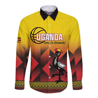 Uganda Basketball Custom Long Sleeve Button Shirt Come On Silverbacks African Pattern - Wonder Print Shop