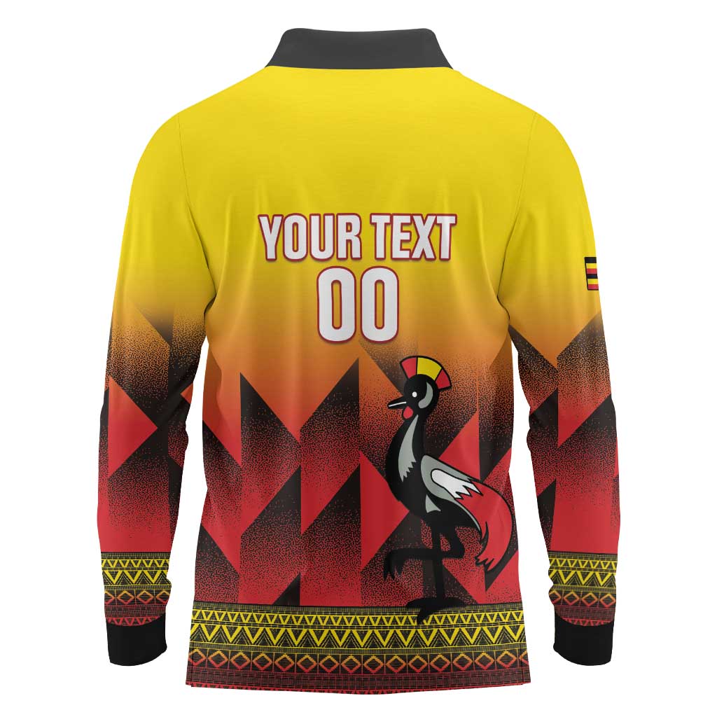 Uganda Basketball Custom Long Sleeve Polo Shirt Come On Silverbacks African Pattern - Wonder Print Shop