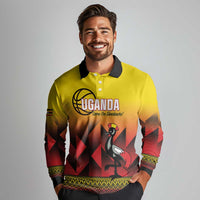 Uganda Basketball Custom Long Sleeve Polo Shirt Come On Silverbacks African Pattern - Wonder Print Shop