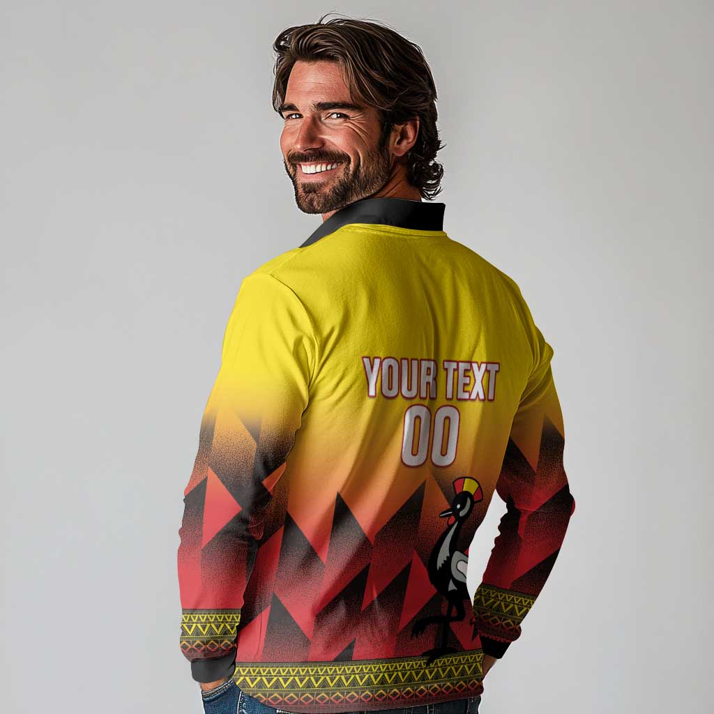Uganda Basketball Custom Long Sleeve Polo Shirt Come On Silverbacks African Pattern - Wonder Print Shop