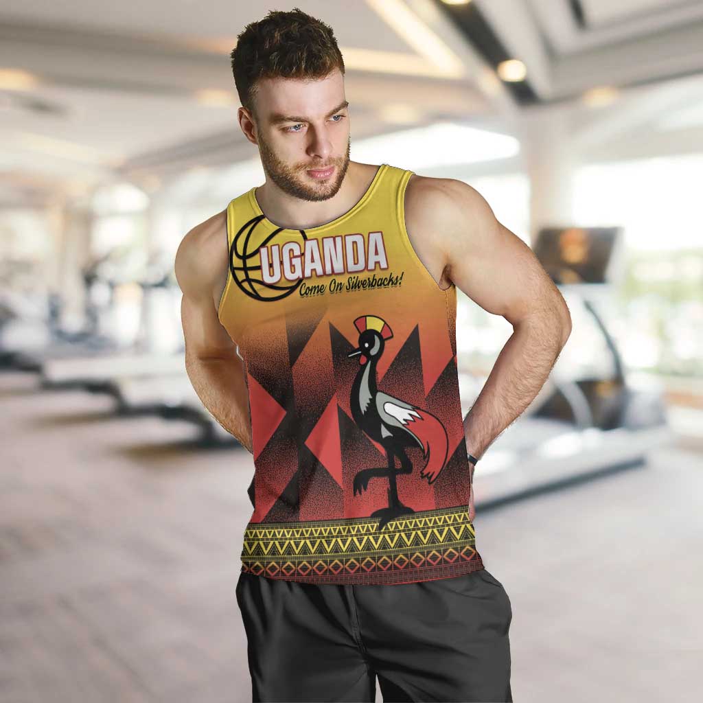 Uganda Basketball Custom Men Tank Top Come On Silverbacks African Pattern - Wonder Print Shop