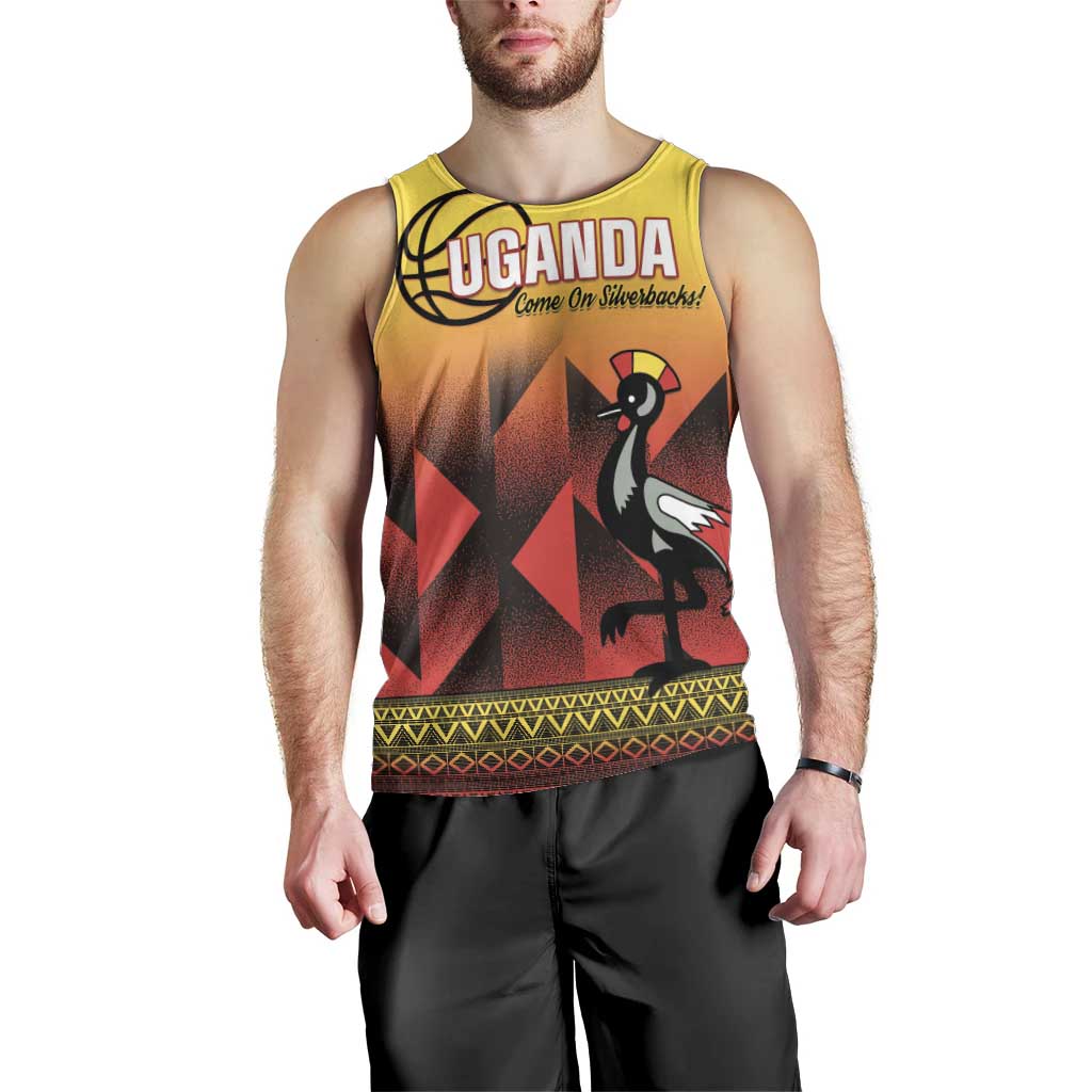 Uganda Basketball Custom Men Tank Top Come On Silverbacks African Pattern - Wonder Print Shop