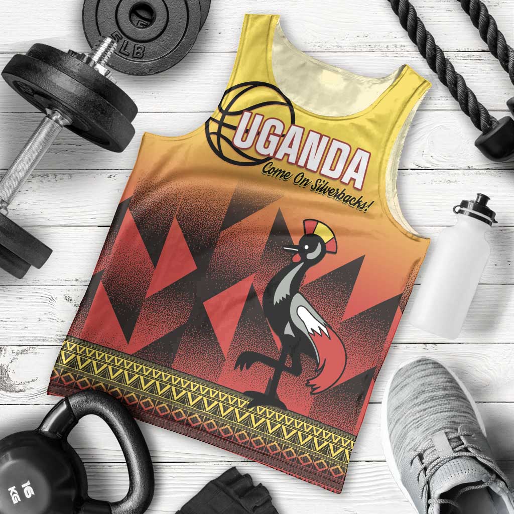 Uganda Basketball Custom Men Tank Top Come On Silverbacks African Pattern - Wonder Print Shop