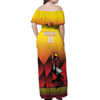 Uganda Basketball Custom Off Shoulder Maxi Dress Come On Silverbacks African Pattern - Wonder Print Shop