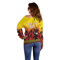 Uganda Basketball Custom Off Shoulder Sweater Come On Silverbacks African Pattern - Wonder Print Shop