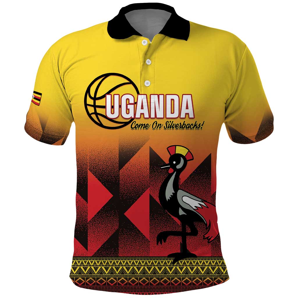 Uganda Basketball Custom Polo Shirt Come On Silverbacks African Pattern - Wonder Print Shop