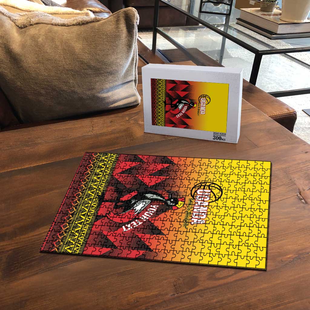 Uganda Basketball Custom Puzzle Come On Silverbacks African Pattern - Wonder Print Shop