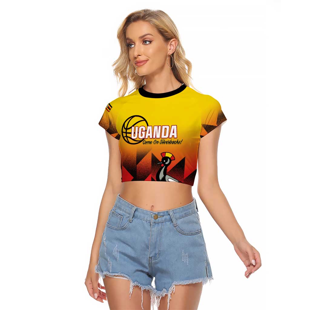Uganda Basketball Custom Raglan Cropped T Shirt Come On Silverbacks African Pattern - Wonder Print Shop