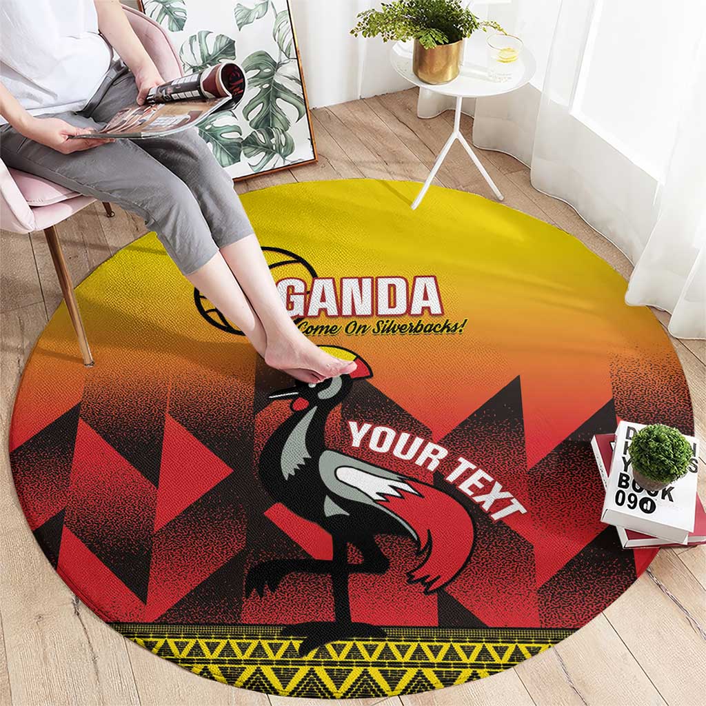 Uganda Basketball Custom Round Carpet Come On Silverbacks African Pattern - Wonder Print Shop