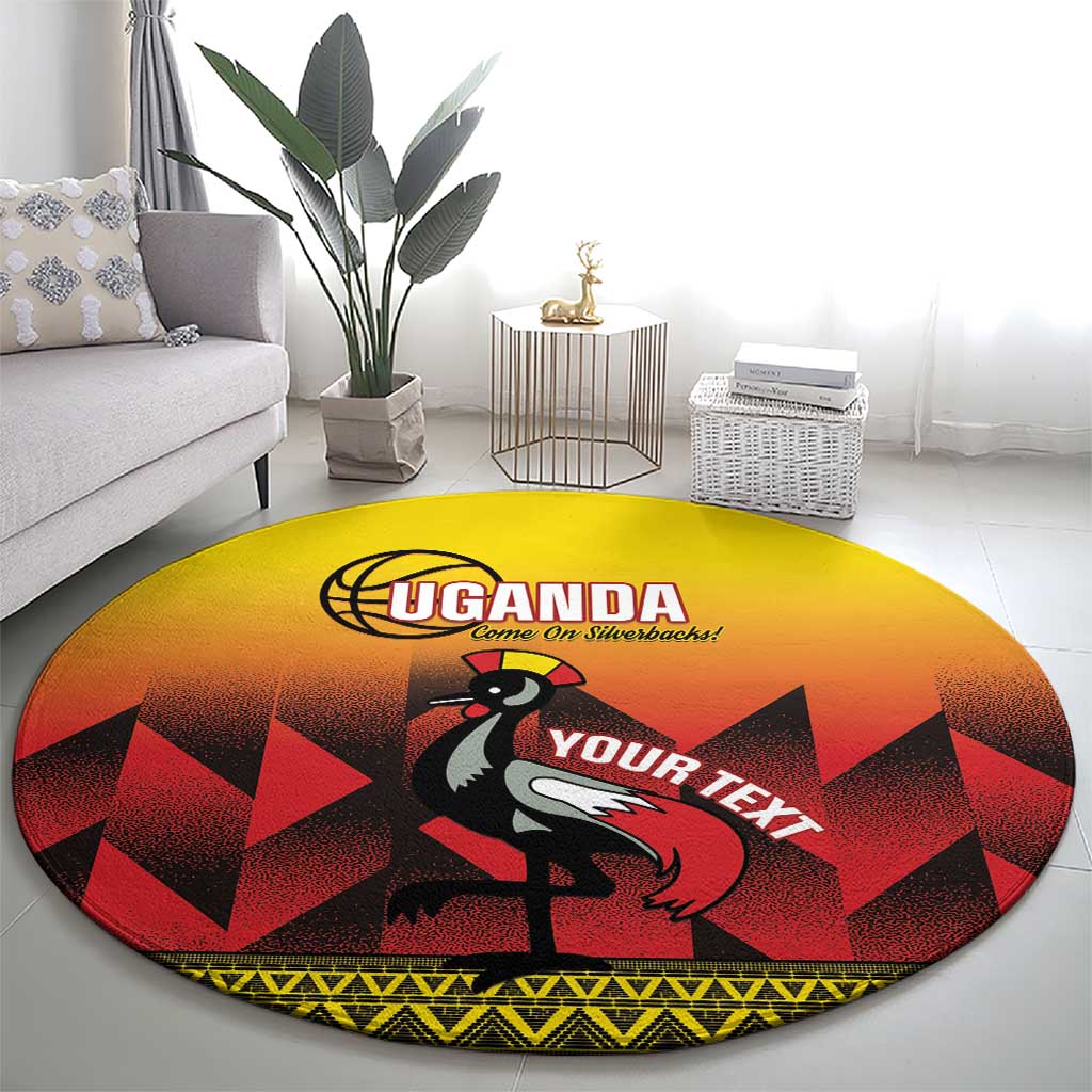 Uganda Basketball Custom Round Carpet Come On Silverbacks African Pattern - Wonder Print Shop
