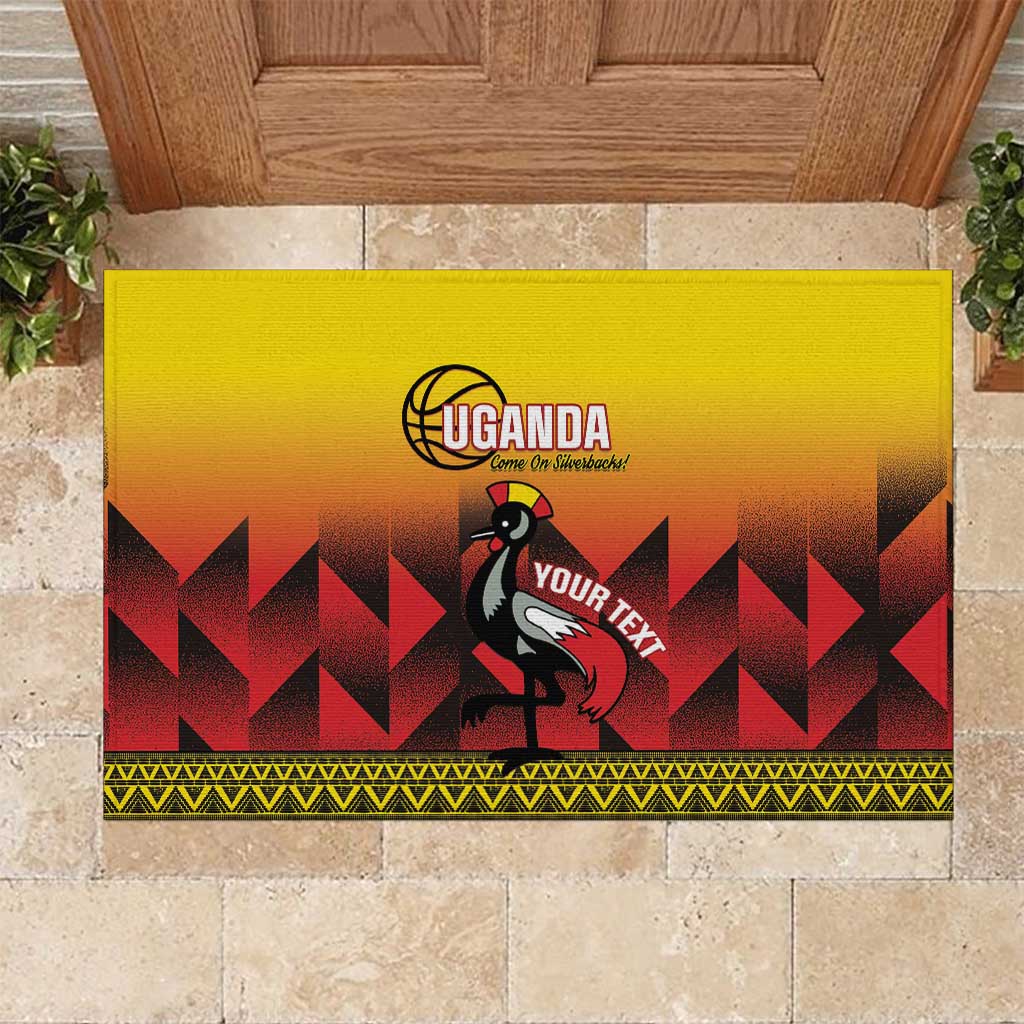 Uganda Basketball Custom Rubber Doormat Come On Silverbacks African Pattern - Wonder Print Shop