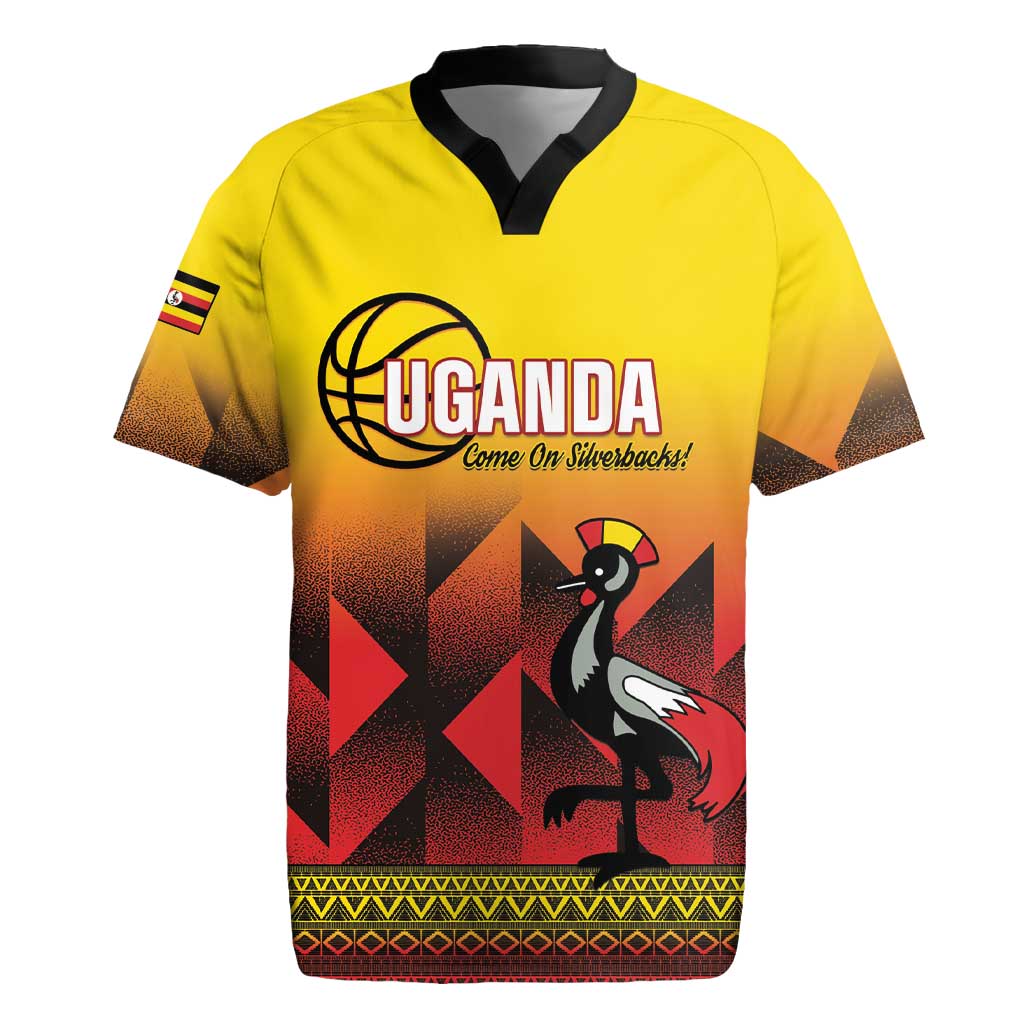 Uganda Basketball Custom Rugby Jersey Come On Silverbacks African Pattern - Wonder Print Shop