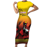 Uganda Basketball Custom Short Sleeve Bodycon Dress Come On Silverbacks African Pattern - Wonder Print Shop