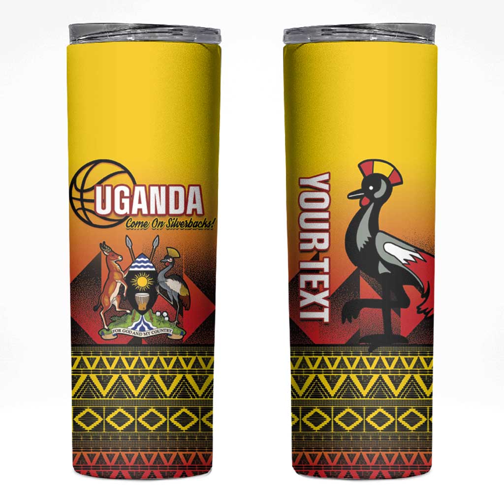 Uganda Basketball Custom Skinny Tumbler Come On Silverbacks African Pattern - Wonder Print Shop