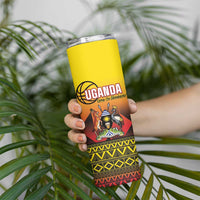 Uganda Basketball Custom Skinny Tumbler Come On Silverbacks African Pattern - Wonder Print Shop