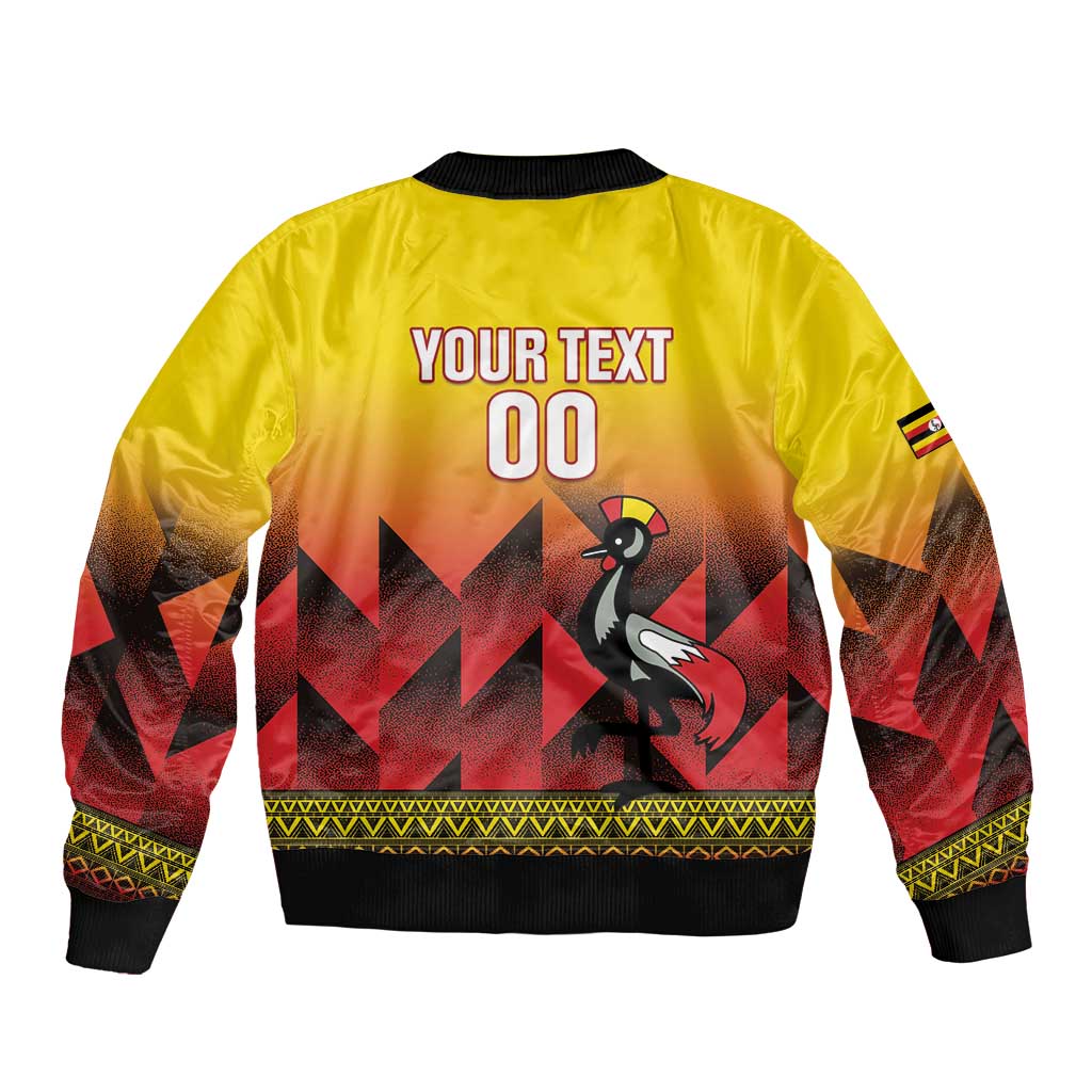 Uganda Basketball Custom Sleeve Zip Bomber Jacket Come On Silverbacks African Pattern - Wonder Print Shop