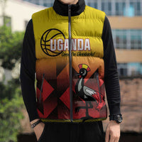Uganda Basketball Custom Sleeveless Puffer Jacket Come On Silverbacks African Pattern - Wonder Print Shop