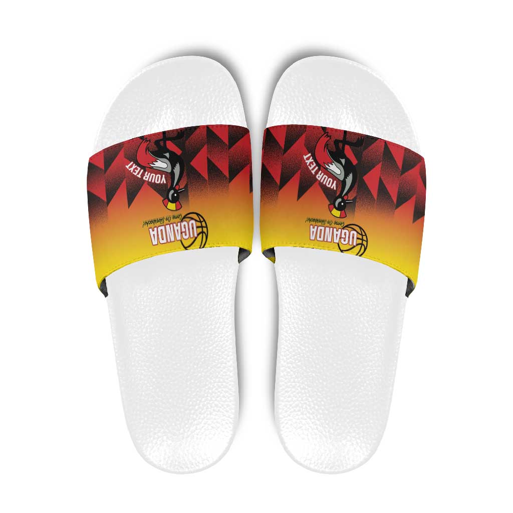 Uganda Basketball Custom Slide Sandals Come On Silverbacks African Pattern - Wonder Print Shop