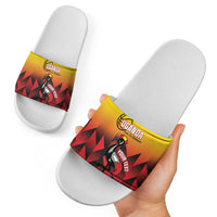 Uganda Basketball Custom Slide Sandals Come On Silverbacks African Pattern - Wonder Print Shop