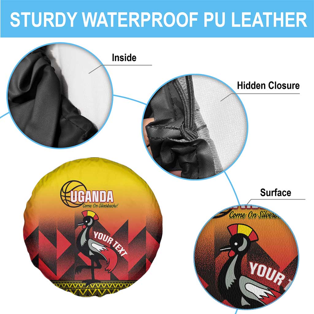 Uganda Basketball Custom Spare Tire Cover Come On Silverbacks African Pattern - Wonder Print Shop
