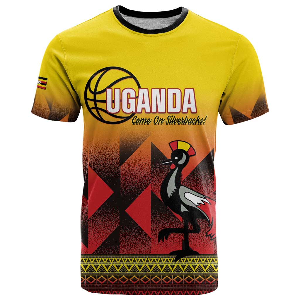 Uganda Basketball Custom T Shirt Come On Silverbacks African Pattern - Wonder Print Shop