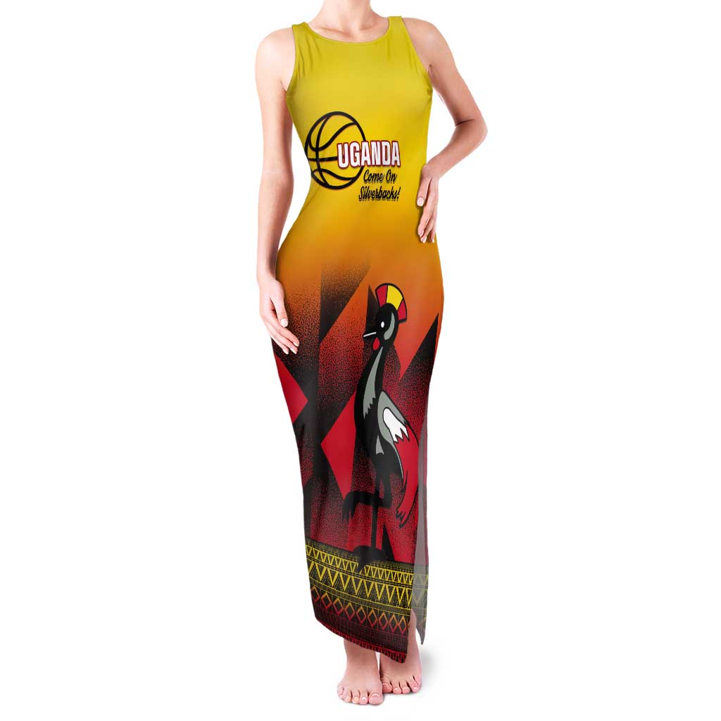 Uganda Basketball Custom Tank Maxi Dress Come On Silverbacks African Pattern - Wonder Print Shop