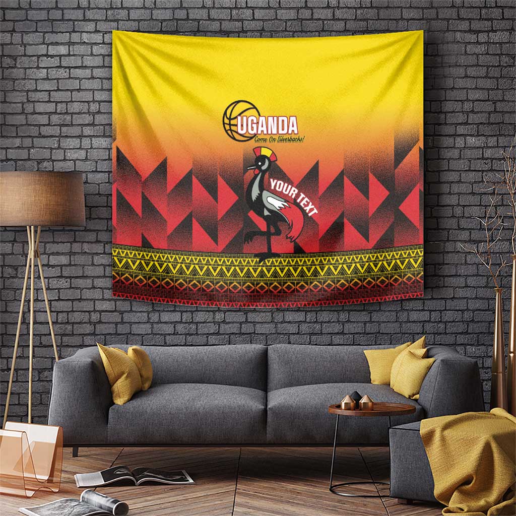 Uganda Basketball Custom Tapestry Come On Silverbacks African Pattern - Wonder Print Shop