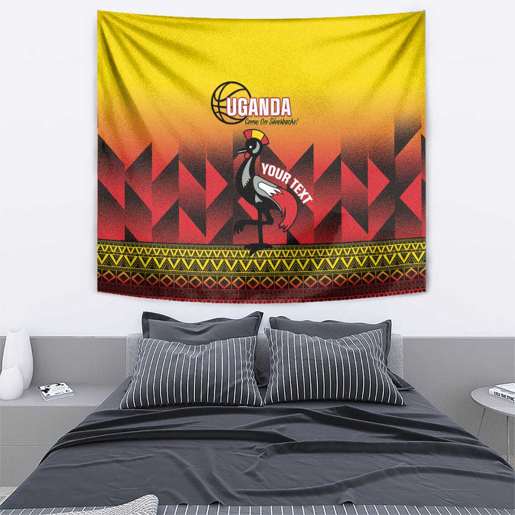 Uganda Basketball Custom Tapestry Come On Silverbacks African Pattern - Wonder Print Shop