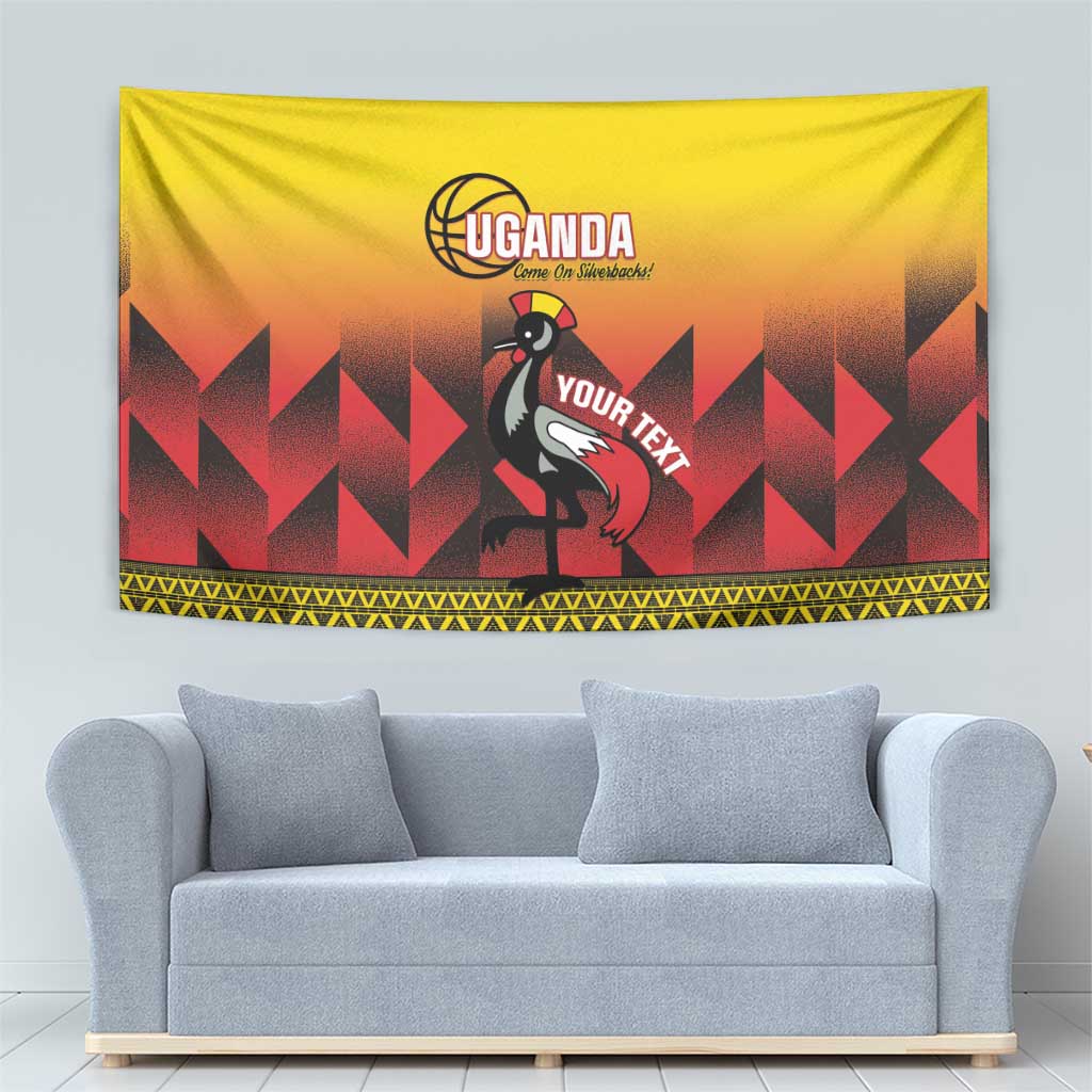 Uganda Basketball Custom Tapestry Come On Silverbacks African Pattern - Wonder Print Shop