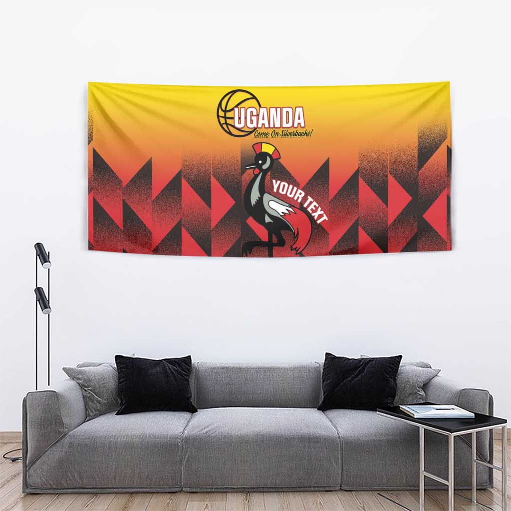 Uganda Basketball Custom Tapestry Come On Silverbacks African Pattern - Wonder Print Shop