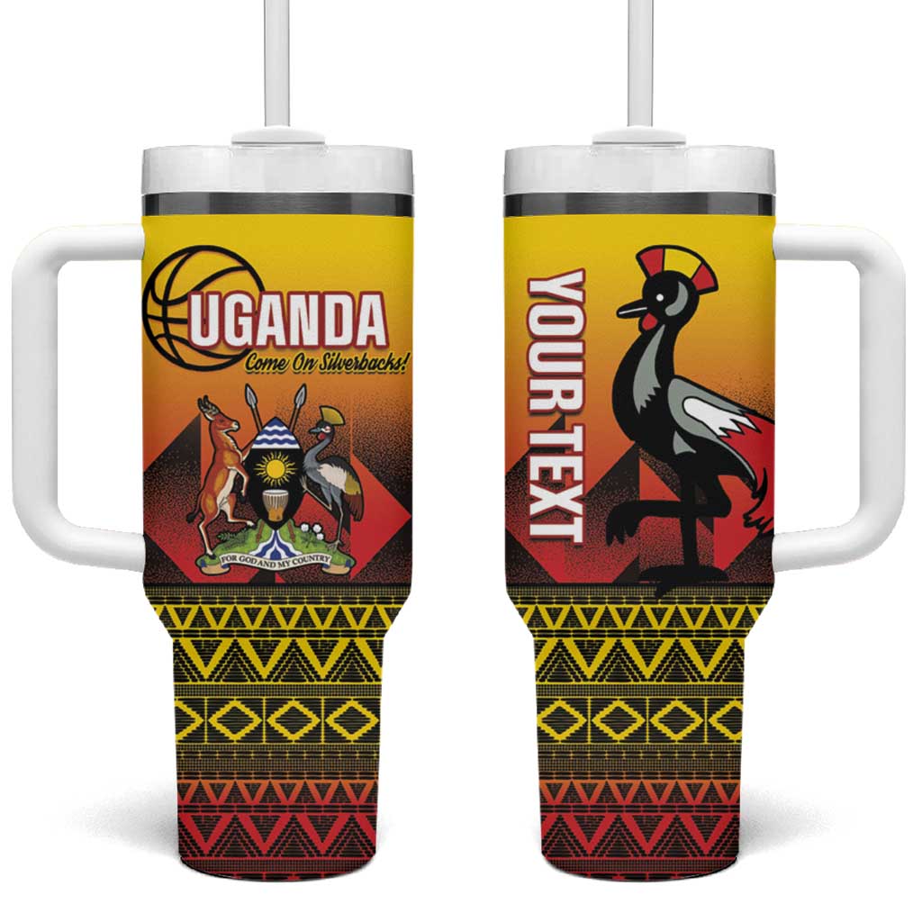 Uganda Basketball Custom Tumbler With Handle Come On Silverbacks African Pattern - Wonder Print Shop