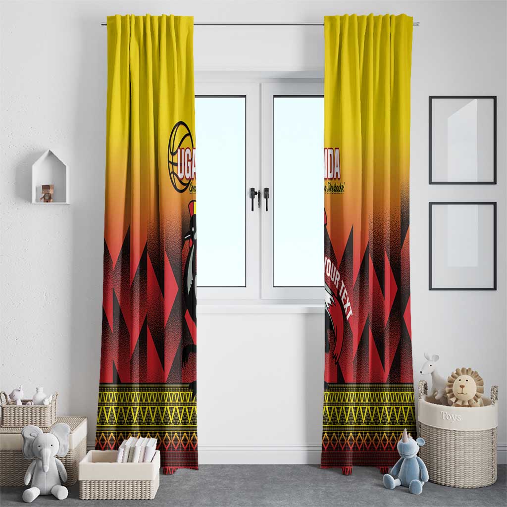 Uganda Basketball Custom Window Curtain Come On Silverbacks African Pattern - Wonder Print Shop