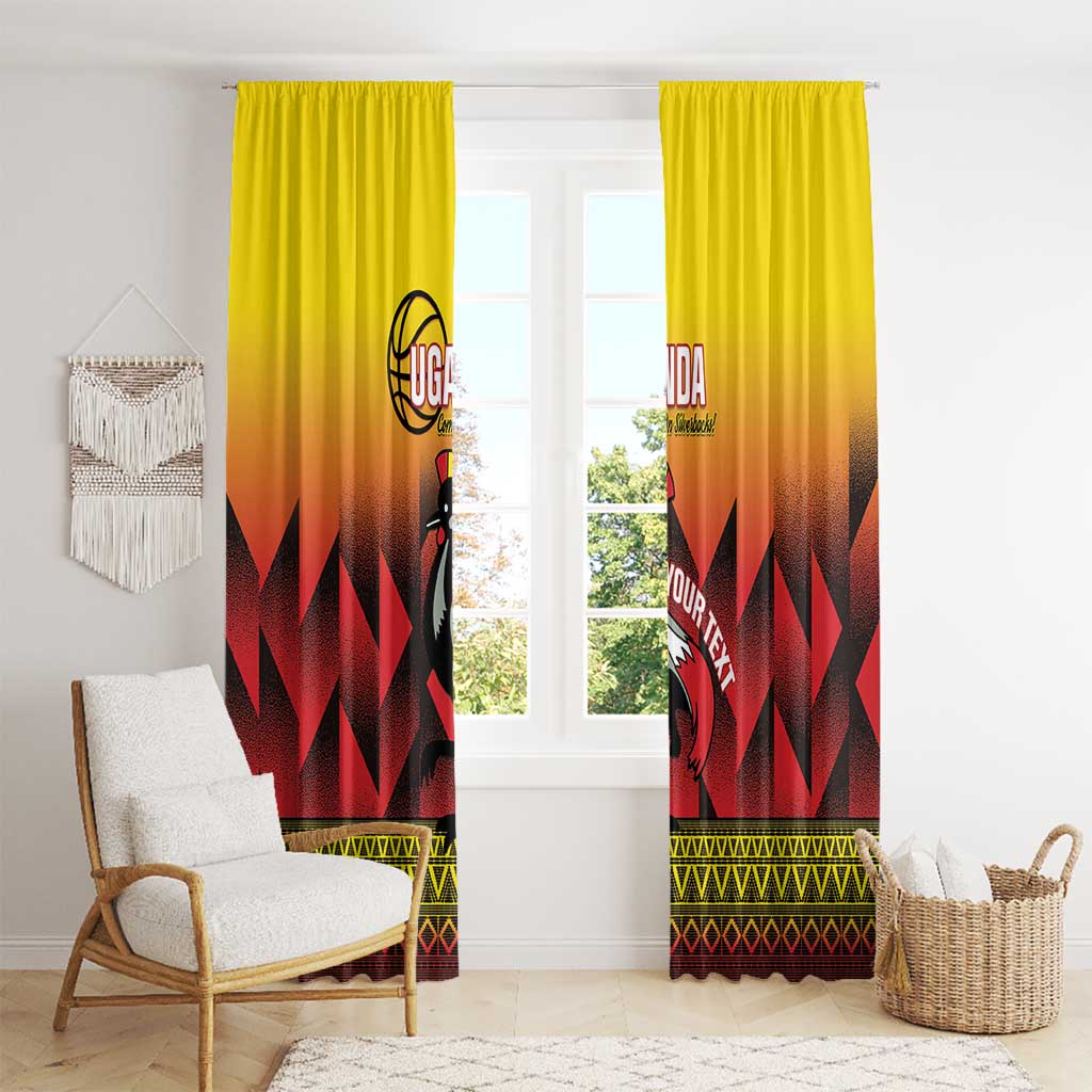 Uganda Basketball Custom Window Curtain Come On Silverbacks African Pattern - Wonder Print Shop