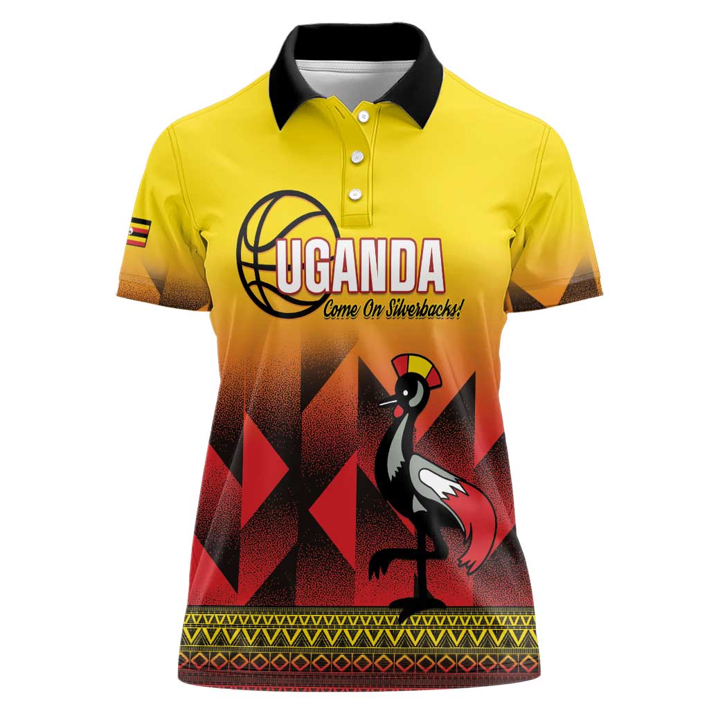 Uganda Basketball Custom Women Polo Shirt Come On Silverbacks African Pattern - Wonder Print Shop