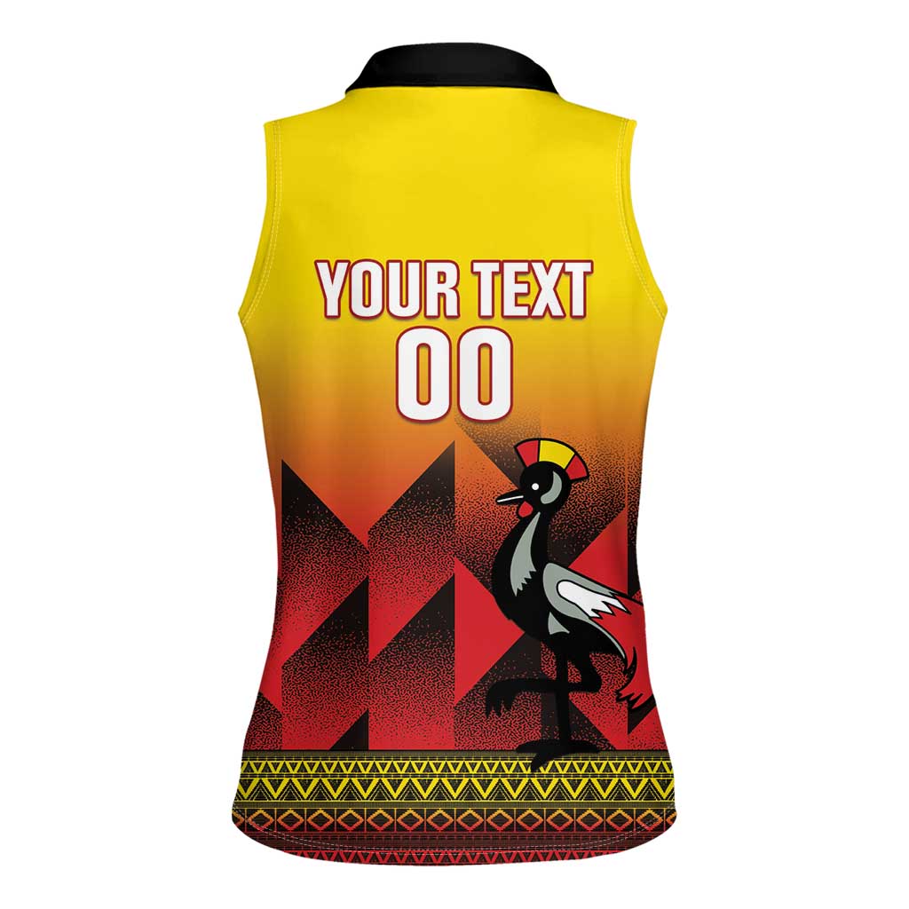 Uganda Basketball Custom Women Sleeveless Polo Shirt Come On Silverbacks African Pattern - Wonder Print Shop