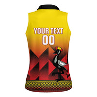 Uganda Basketball Custom Women Sleeveless Polo Shirt Come On Silverbacks African Pattern - Wonder Print Shop