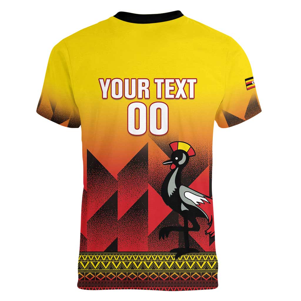 Uganda Basketball Custom Women V-Neck T-Shirt Come On Silverbacks African Pattern - Wonder Print Shop