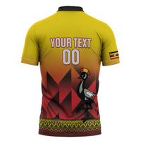 Uganda Basketball Custom Zipper Polo Shirt Come On Silverbacks African Pattern - Wonder Print Shop