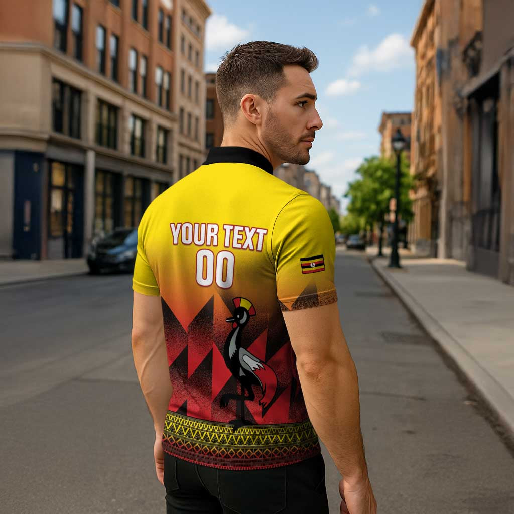 Uganda Basketball Custom Zipper Polo Shirt Come On Silverbacks African Pattern - Wonder Print Shop