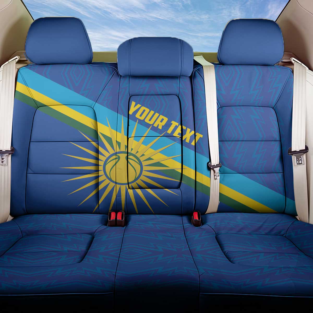 Rwanda Basketball Custom Back Car Seat Cover Go Champions Imigongo Folk Pattern - Wonder Print Shop